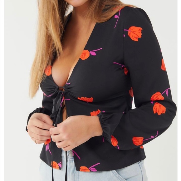 (SOLD) Urban Outfitters tie front floral top - Picture 1 of 5